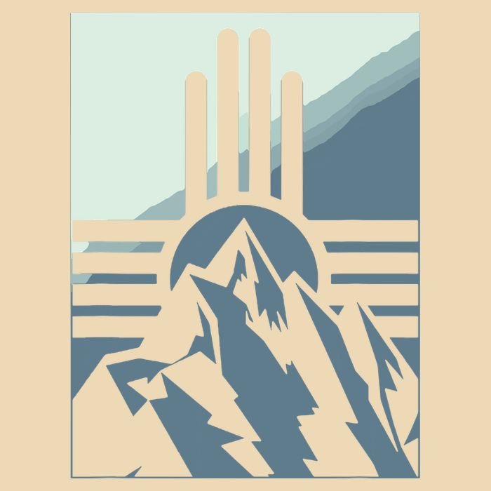 New Mexico State Zia Symbol And Mountains Graphic Design Zip Tote Bag