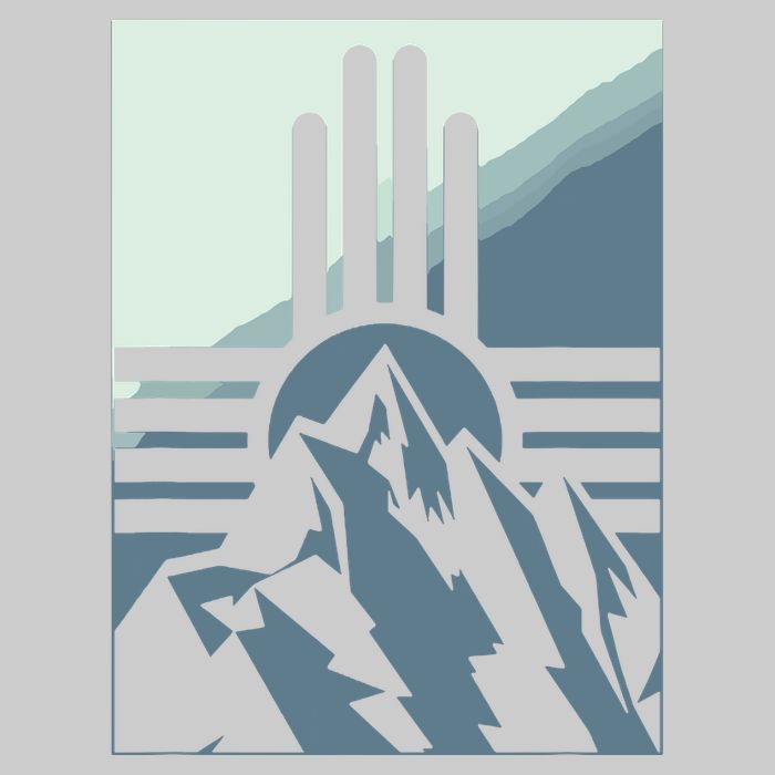 New Mexico State Zia Symbol And Mountains Graphic Design Tie-Dye T-Shirt