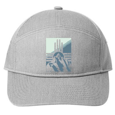 New Mexico State Zia Symbol And Mountains Graphic Design 7-Panel Snapback Hat