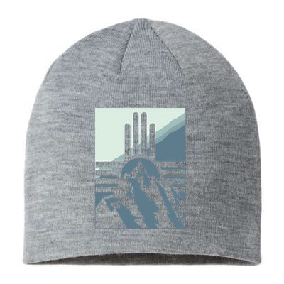 New Mexico State Zia Symbol And Mountains Graphic Design Sustainable Beanie