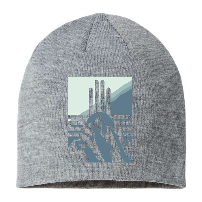 New Mexico State Zia Symbol And Mountains Graphic Design Sustainable Beanie