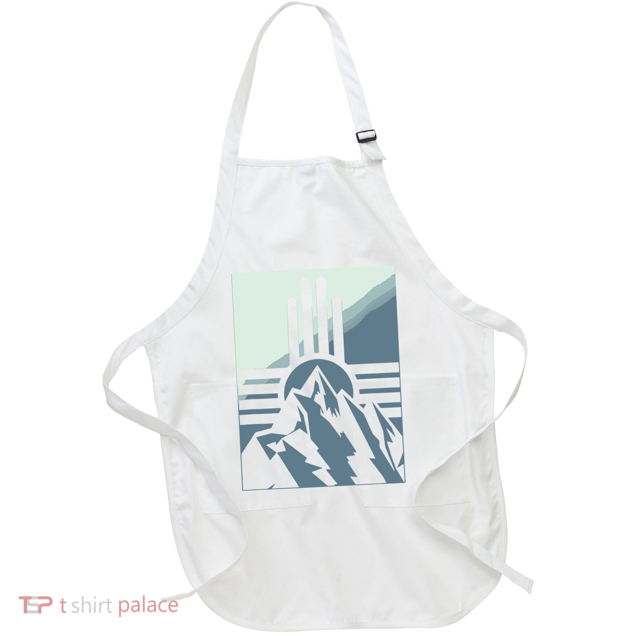 New Mexico State Zia Symbol And Mountains Graphic Design Apron