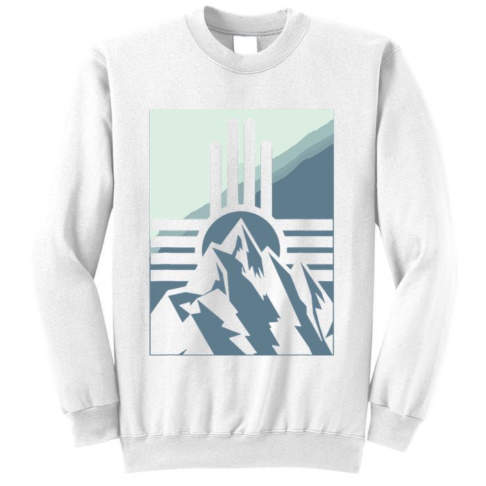 New Mexico State Zia Symbol And Mountains Graphic Design Sweatshirt
