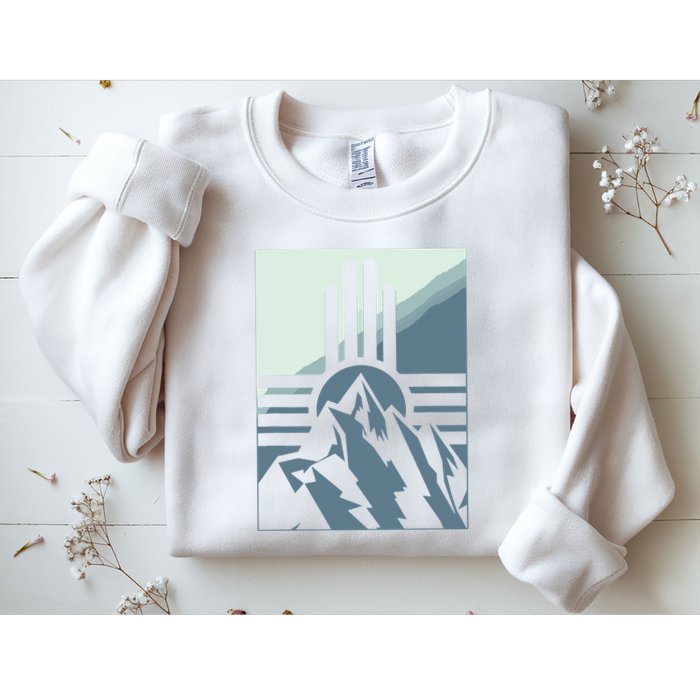 New Mexico State Zia Symbol And Mountains Graphic Design Sweatshirt