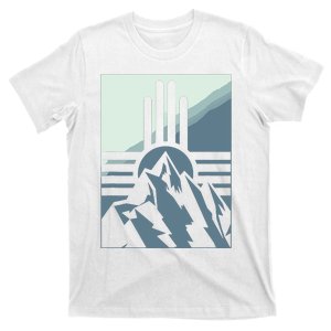 New Mexico State Zia Symbol And Mountains Graphic Design T-Shirt