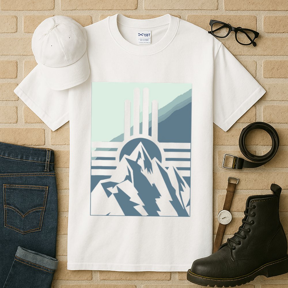 New Mexico State Zia Symbol And Mountains Graphic Design Tall T-Shirt