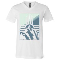 New Mexico State Zia Symbol And Mountains Graphic Design V-Neck T-Shirt
