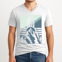 New Mexico State Zia Symbol And Mountains Graphic Design V-Neck T-Shirt
