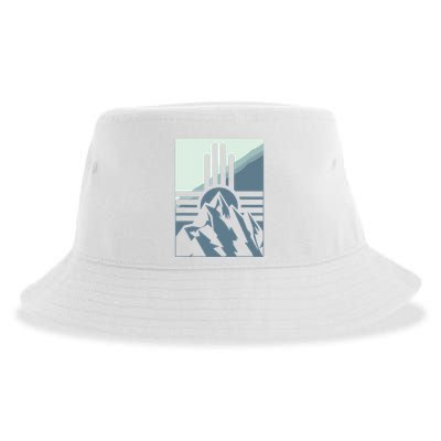 New Mexico State Zia Symbol And Mountains Graphic Design Sustainable Bucket Hat