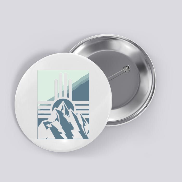 New Mexico State Zia Symbol And Mountains Graphic Design Button