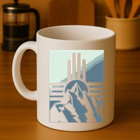 New Mexico State Zia Symbol And Mountains Graphic Design Mug