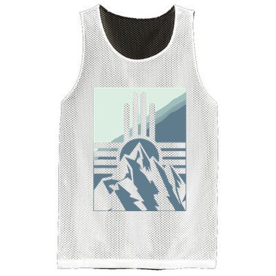 New Mexico State Zia Symbol And Mountains Graphic Design Mesh Reversible Basketball Jersey Tank