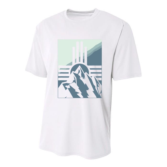 New Mexico State Zia Symbol And Mountains Graphic Design Youth Performance Sprint T-Shirt