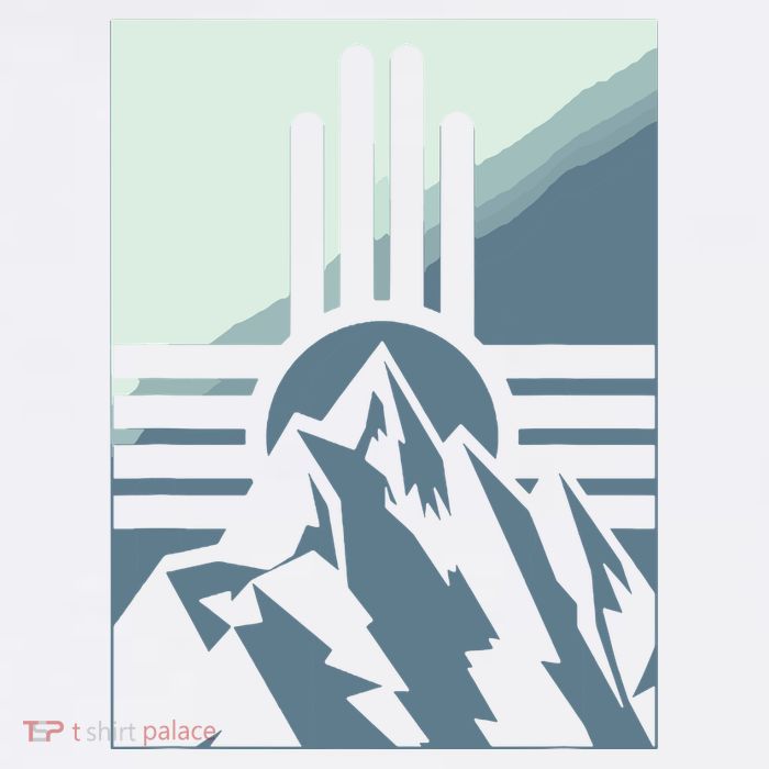 New Mexico State Zia Symbol And Mountains Graphic Design Poster