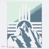 New Mexico State Zia Symbol And Mountains Graphic Design Premium T-Shirt