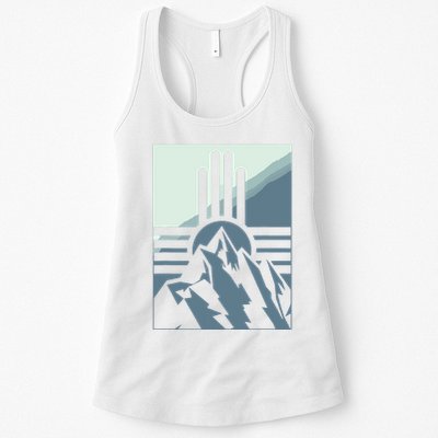 New Mexico State Zia Symbol And Mountains Graphic Design Womens Tank Top