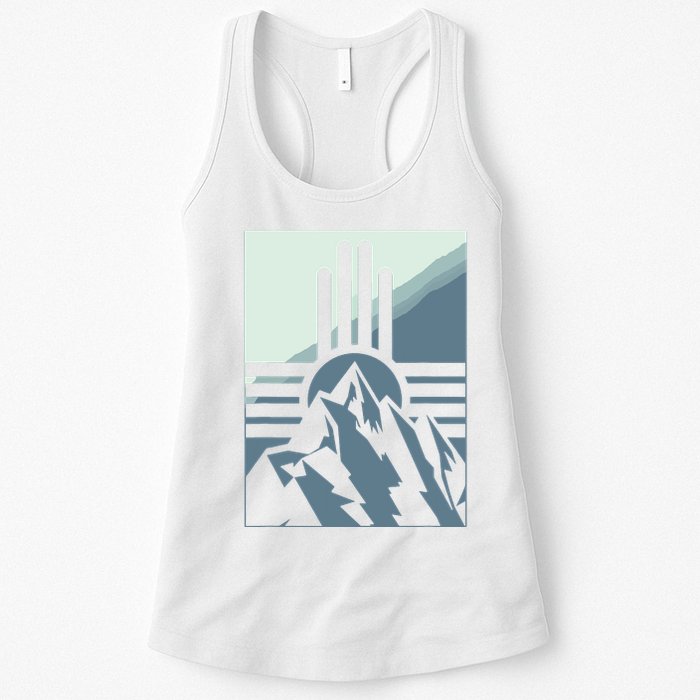 New Mexico State Zia Symbol And Mountains Graphic Design Womens Tank Top