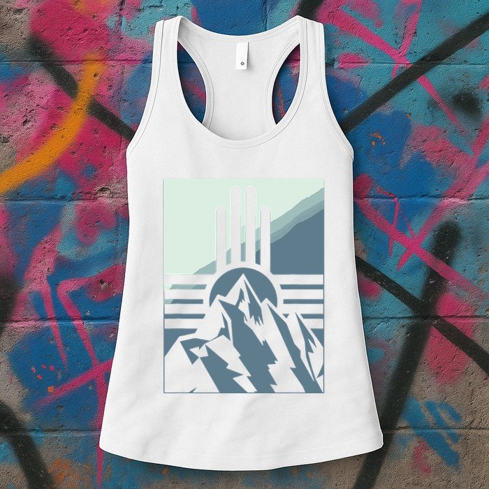 New Mexico State Zia Symbol And Mountains Graphic Design Womens Tank Top