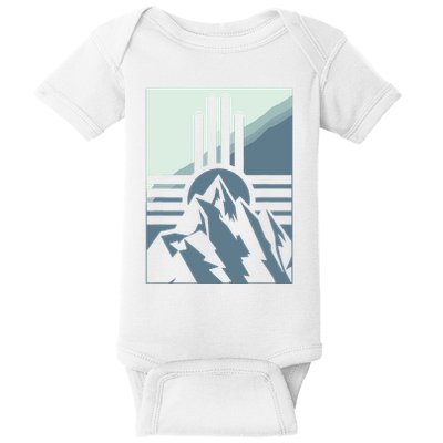 New Mexico State Zia Symbol And Mountains Graphic Design Baby Bodysuit
