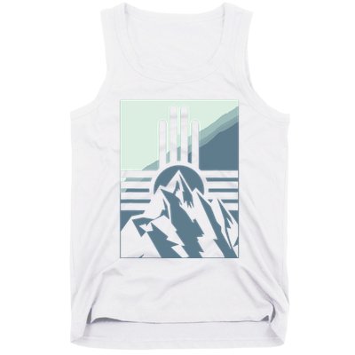 New Mexico State Zia Symbol And Mountains Graphic Design Tank Top