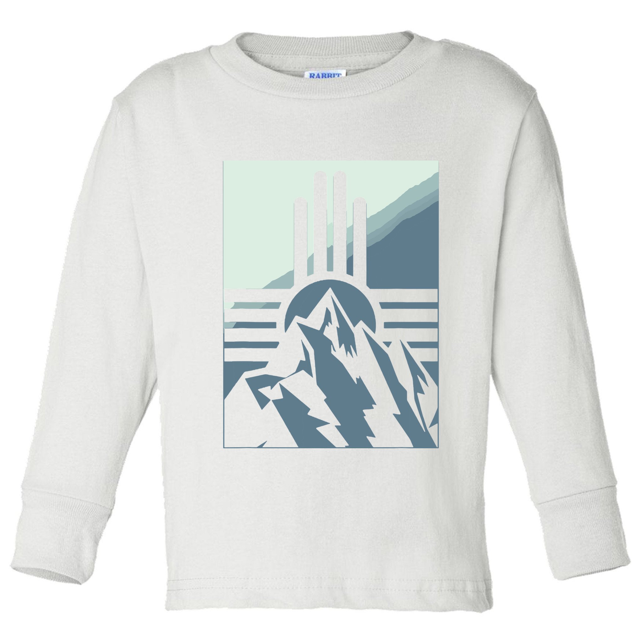 New Mexico State Zia Symbol And Mountains Graphic Design Toddler Long Sleeve Shirt