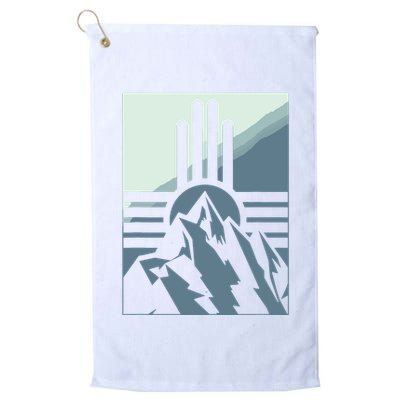 New Mexico State Zia Symbol And Mountains Graphic Design Golf Towel