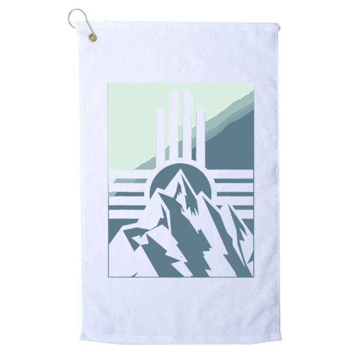 New Mexico State Zia Symbol And Mountains Graphic Design Golf Towel