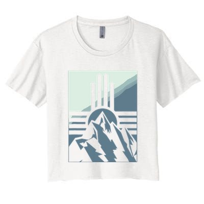 New Mexico State Zia Symbol And Mountains Graphic Design Crop Top
