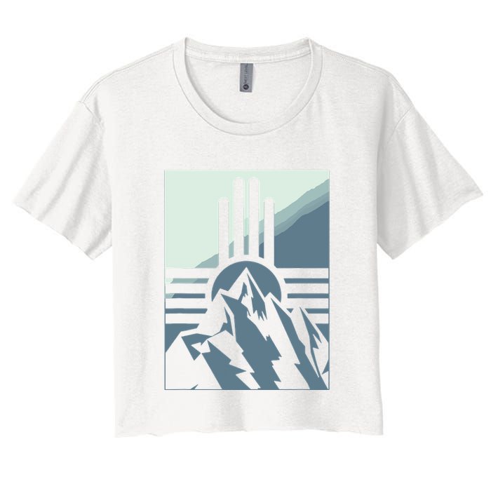 New Mexico State Zia Symbol And Mountains Graphic Design Crop Top