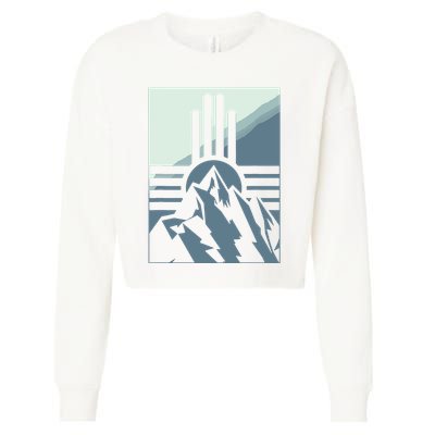 New Mexico State Zia Symbol And Mountains Graphic Design Cropped Pullover Crew