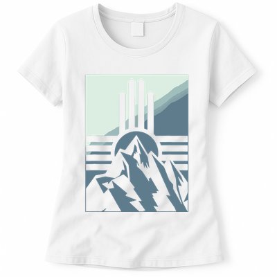 New Mexico State Zia Symbol And Mountains Graphic Design Womens T-Shirt