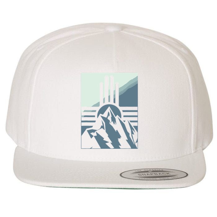 New Mexico State Zia Symbol And Mountains Graphic Design Wool Snapback Cap