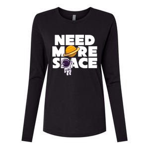 Need More Space Funny Astronaut Womens Cotton Relaxed Long Sleeve T-Shirt