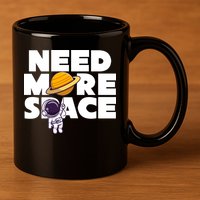 Need More Space Funny Astronaut 11oz C Handle Ceramic Mug
