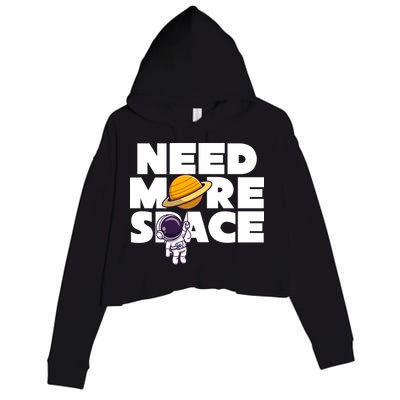 Need More Space Funny Astronaut Crop Fleece Hoodie
