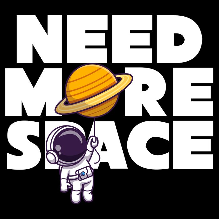 Need More Space Funny Astronaut Cropped Pullover Crew