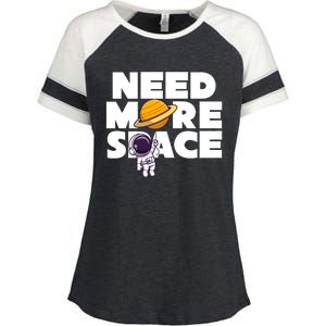 Need More Space Funny Astronaut Enza Ladies Jersey Colorblock Tee