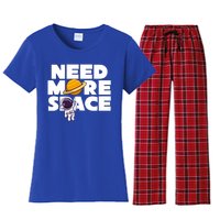 Need More Space Funny Astronaut Women's Flannel Pajama Set