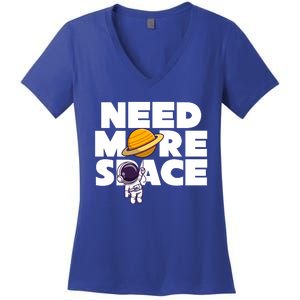 Need More Space Funny Astronaut Women's V-Neck T-Shirt