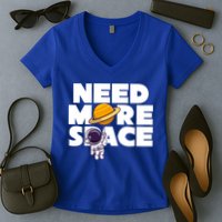 Need More Space Funny Astronaut Women's V-Neck T-Shirt
