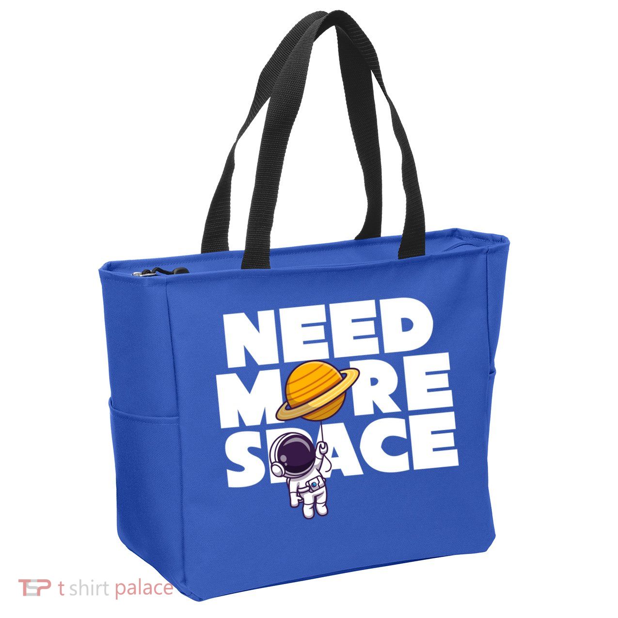 Need More Space Funny Astronaut Zip Tote Bag