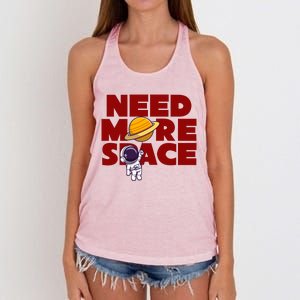 Need More Space Funny Astronaut Women's Knotted Racerback Tank