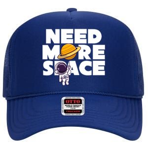 Need More Space Funny Astronaut High Crown Mesh Back Trucker Hat