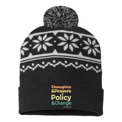 No More Thoughts & Prayers Time For Policy & Change USA-Made Snowflake Beanie