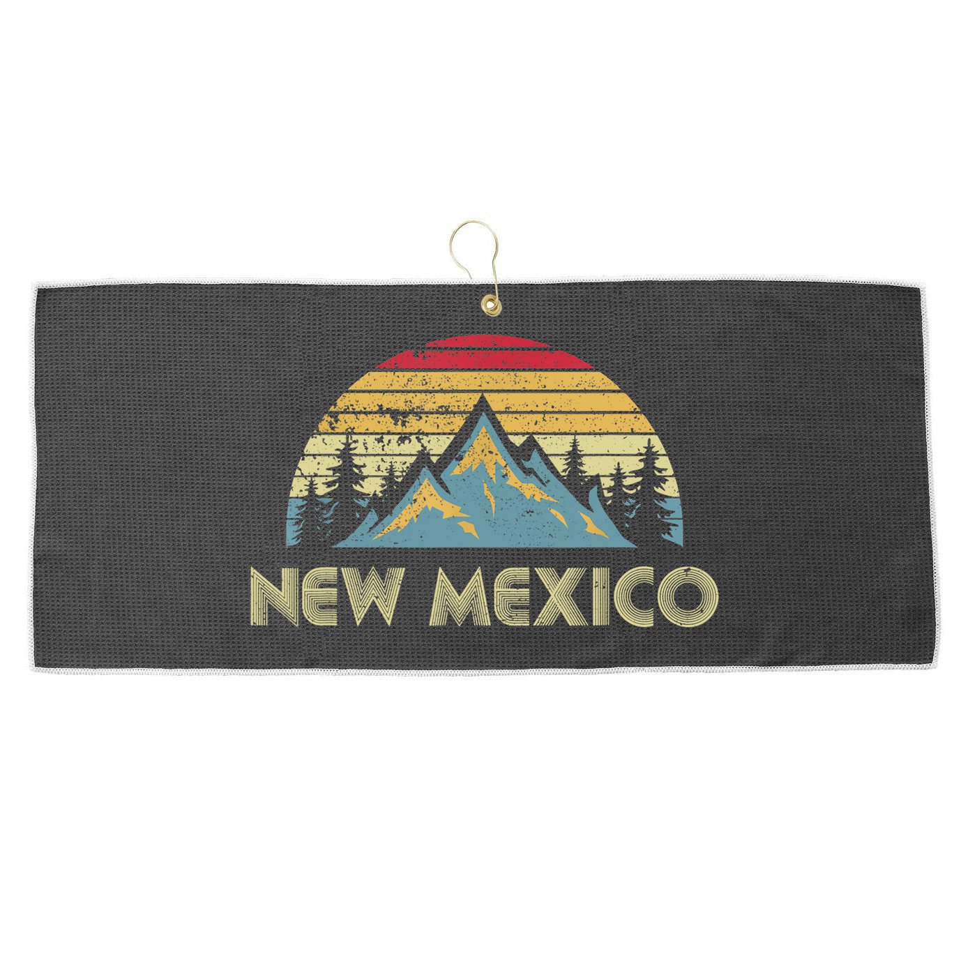 New Mexico Tee Retro Vintage Mountains Nature Hiking Shirt Large Microfiber Waffle Golf Towel