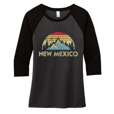 New Mexico Tee Retro Vintage Mountains Nature Hiking Shirt Women's Tri-Blend 3/4-Sleeve Raglan Shirt