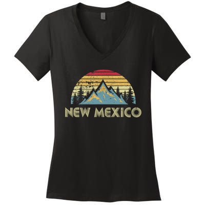 New Mexico Tee Retro Vintage Mountains Nature Hiking Shirt Women's V-Neck T-Shirt