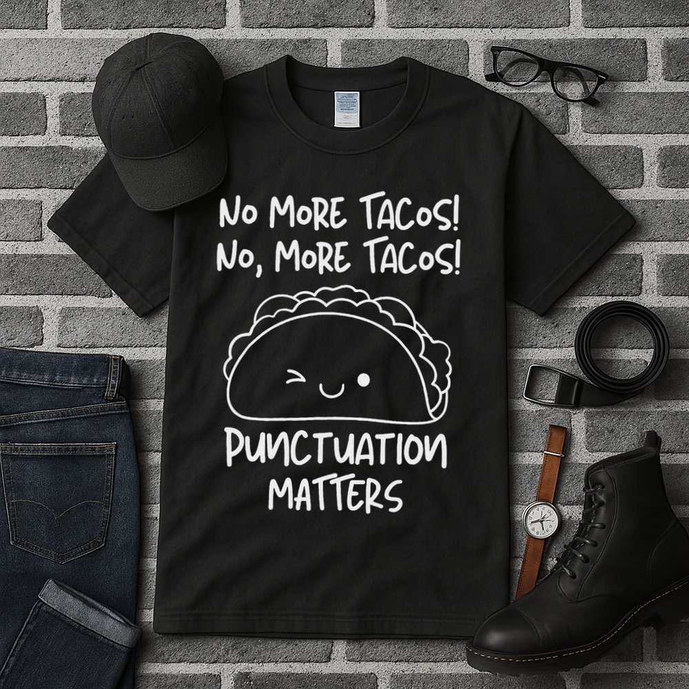 No More Tacos Punctuation Matters Funny Taco English Teacher Tall T-Shirt