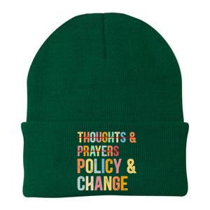 No More Thoughts & Prayers Time For Policy & Change Knit Cap Winter Beanie