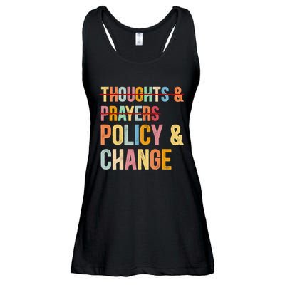No More Thoughts & Prayers Time For Policy & Change Ladies Essential Flowy Tank